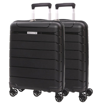 Aerolite 55x40x20/23cm Ryanair Priority Max Size Expandable Cabin Suitcase, Also Fits Wizz Air Priority, Lightweight PP Hard Shell Carry-On with 4 Spinner Wheels & TSA Lock (x2) – Black